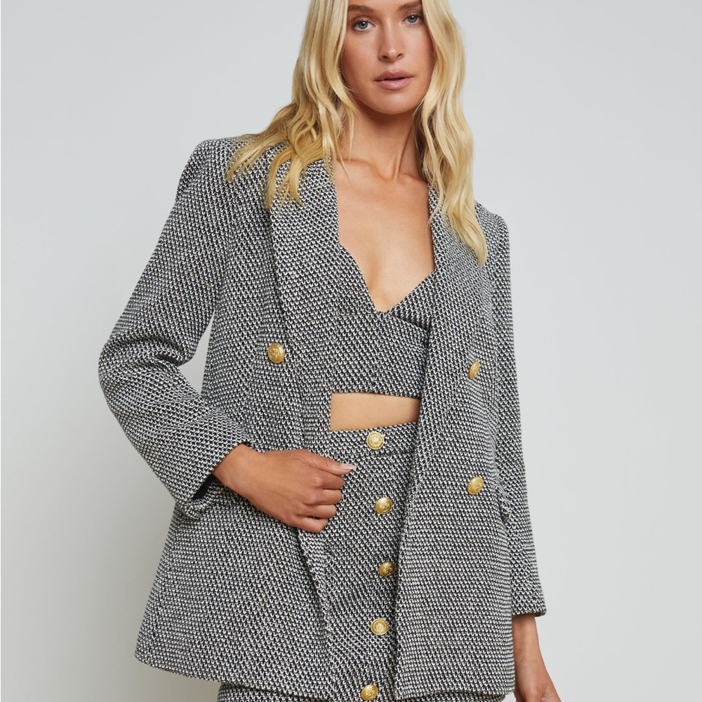 L’Agence Riva Oversized knit Black and White Blazer 00